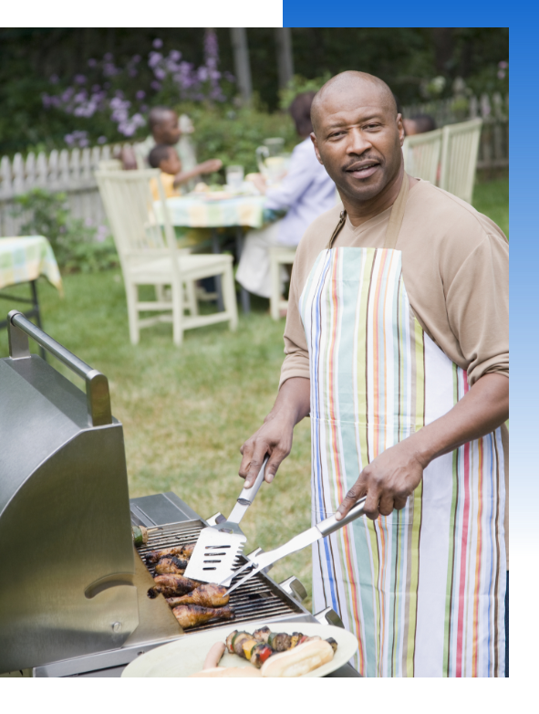 Man with propane grill