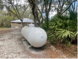 Above ground propane tank installed at OCIC