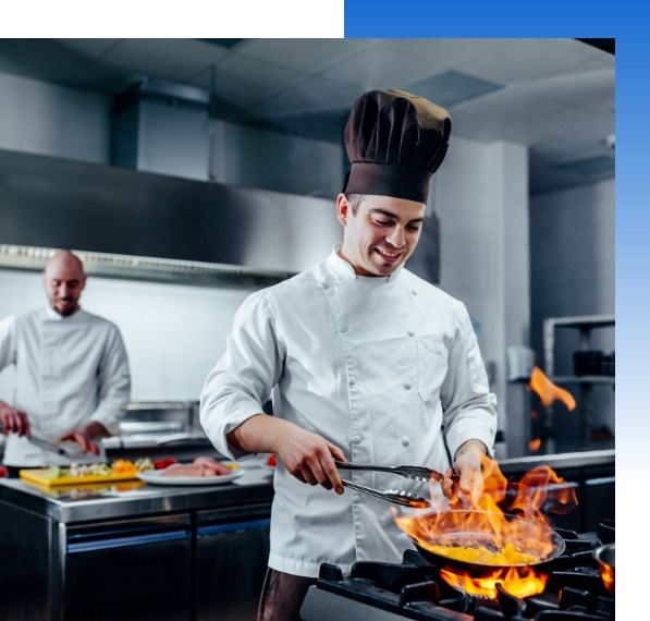 Chef making meal with commercial propane energy